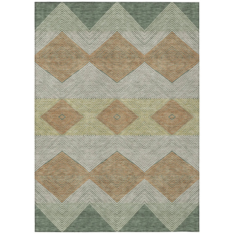 8' X 10' Green And Wheat Geometric Washable Indoor Outdoor Area Rug Homeroots Outdoor