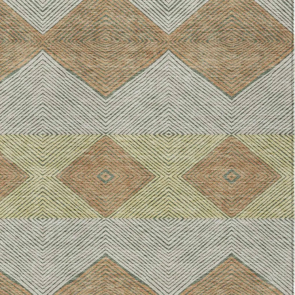 8' X 10' Green And Wheat Geometric Washable Indoor Outdoor Area Rug Homeroots Outdoor