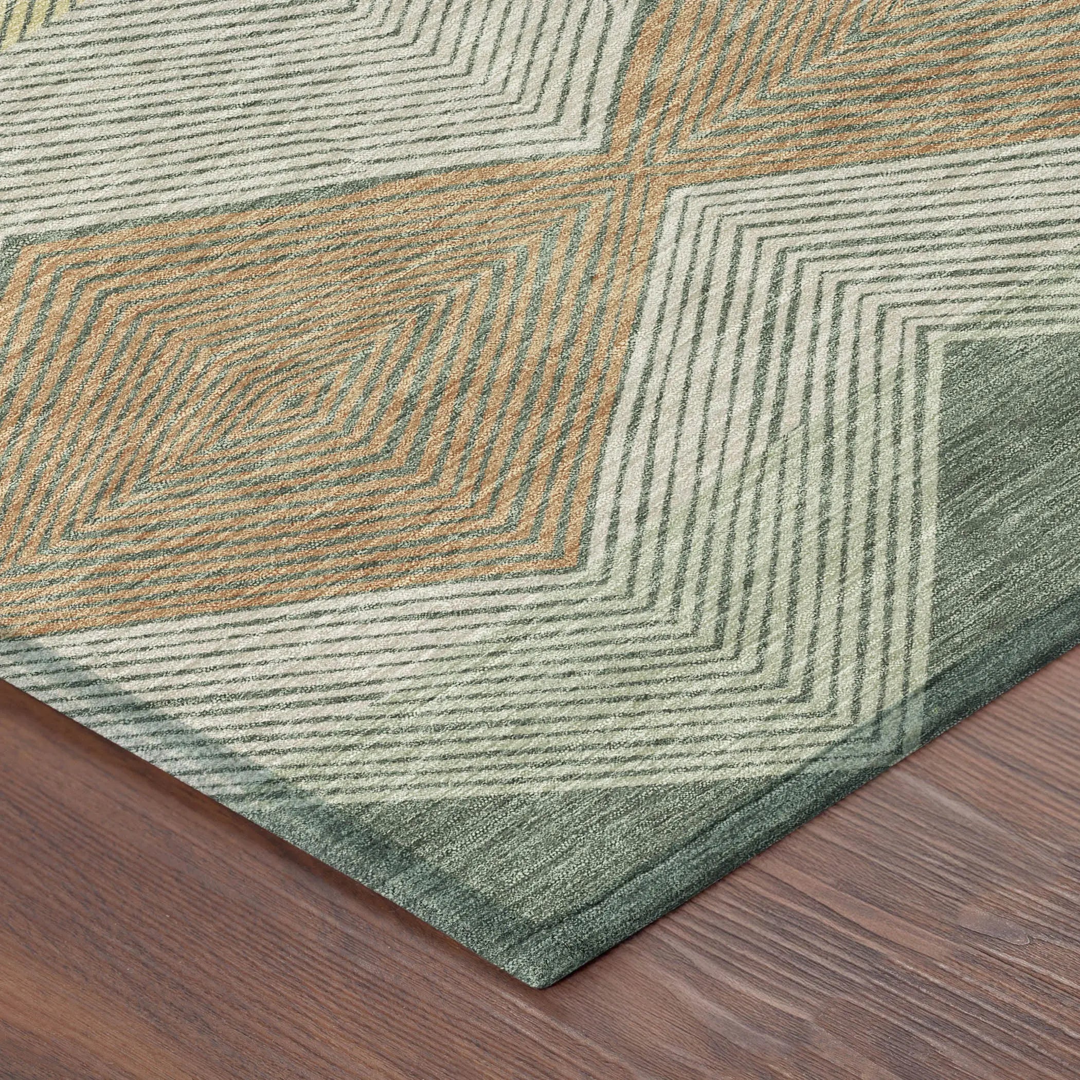 8' X 10' Green And Wheat Geometric Washable Indoor Outdoor Area Rug Homeroots Outdoor