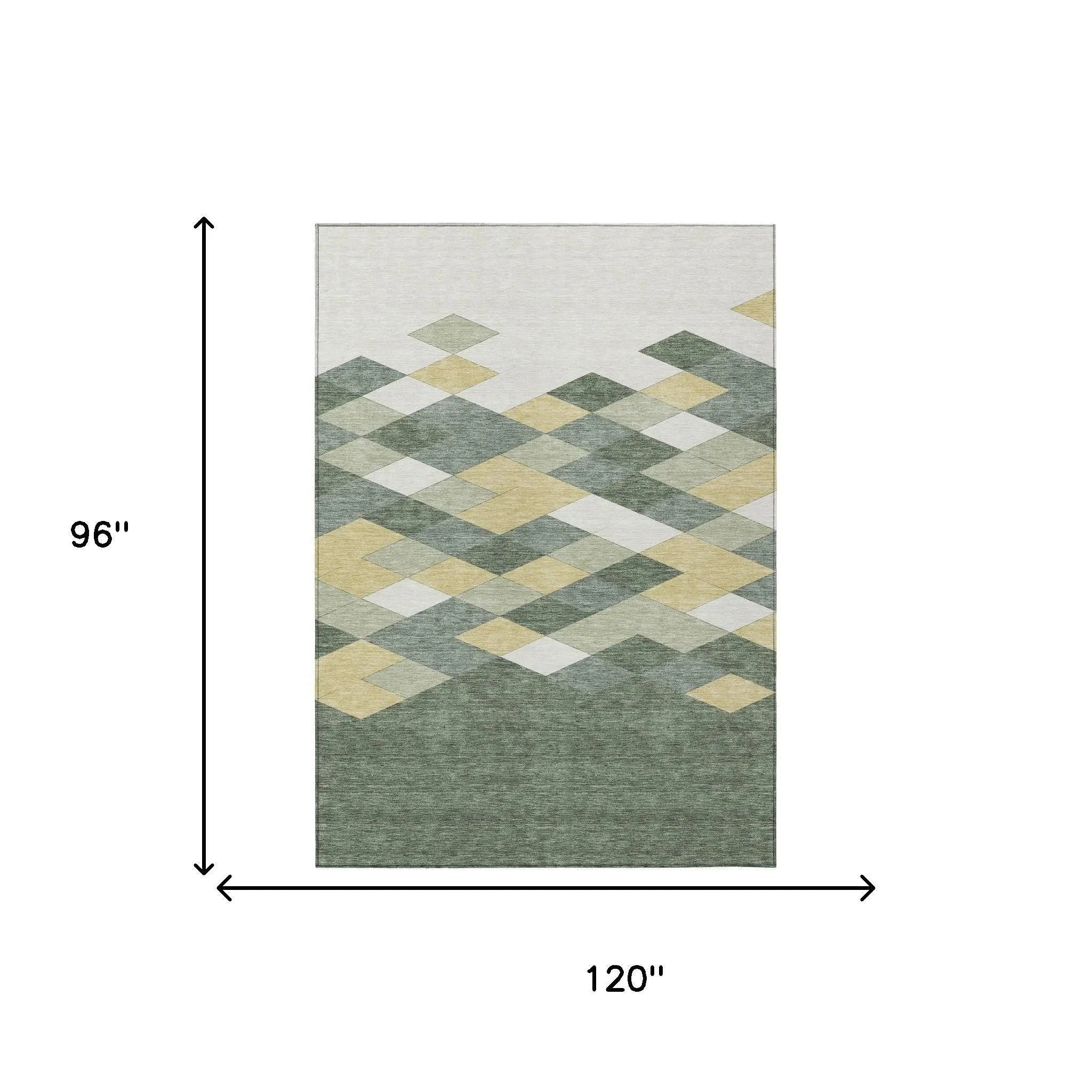 8' X 10' Green And Wheat Geometric Washable Indoor Outdoor Area Rug Homeroots Outdoor