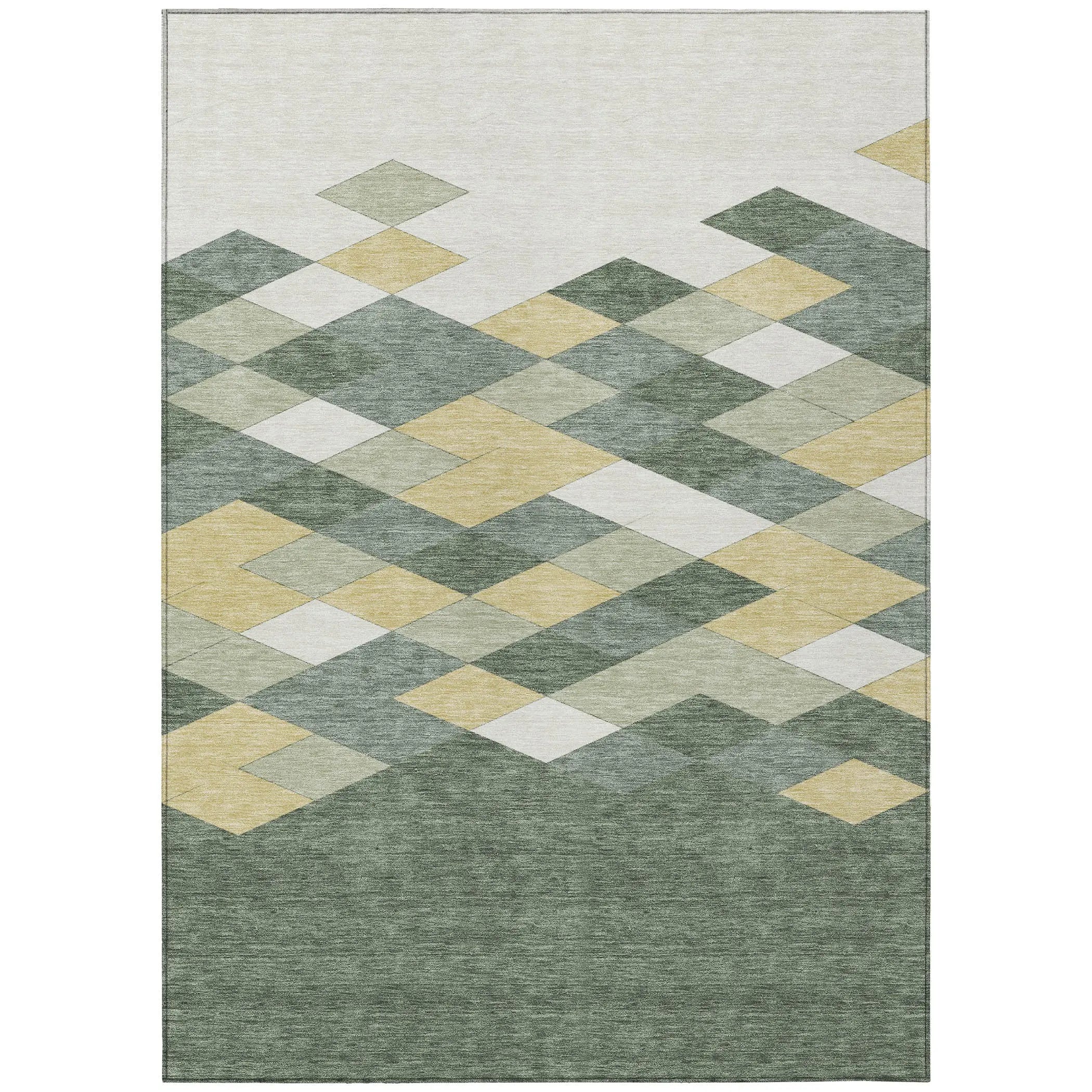 8' X 10' Green And Wheat Geometric Washable Indoor Outdoor Area Rug Homeroots Outdoor