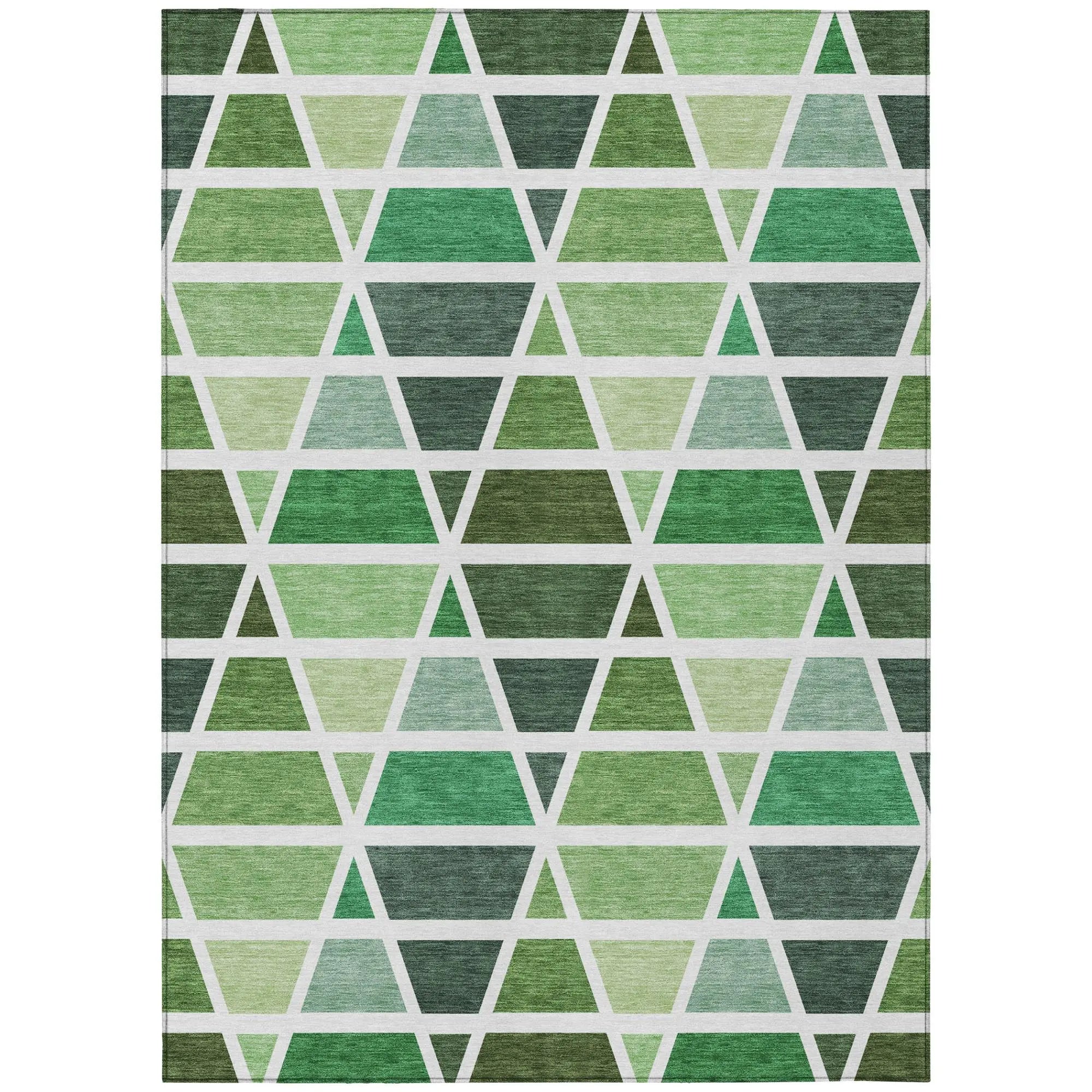 8' X 10' Green And White Geometric Washable Indoor Outdoor Area Rug Homeroots Outdoor