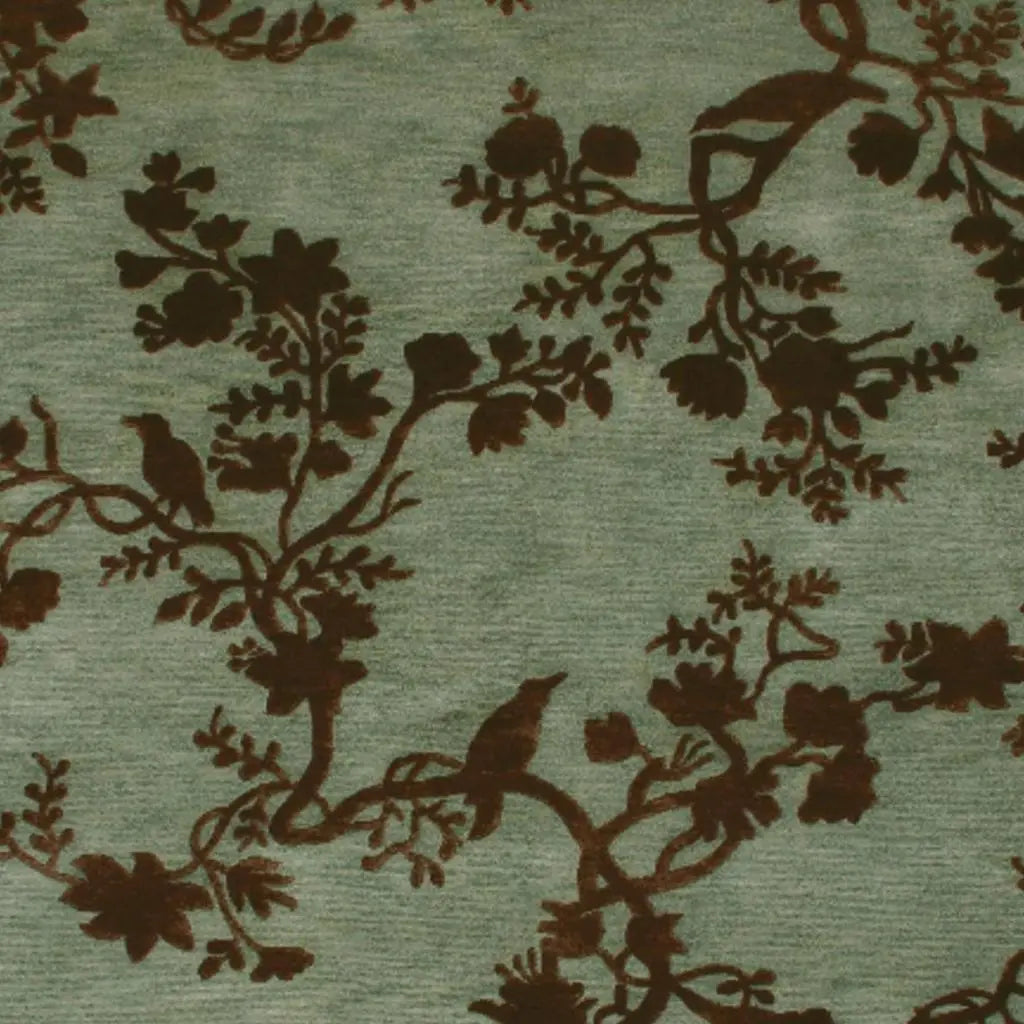 8' X 10' Green Blue And Brown Wool Floral Hand Knotted Area Rug Homeroots Home Decor