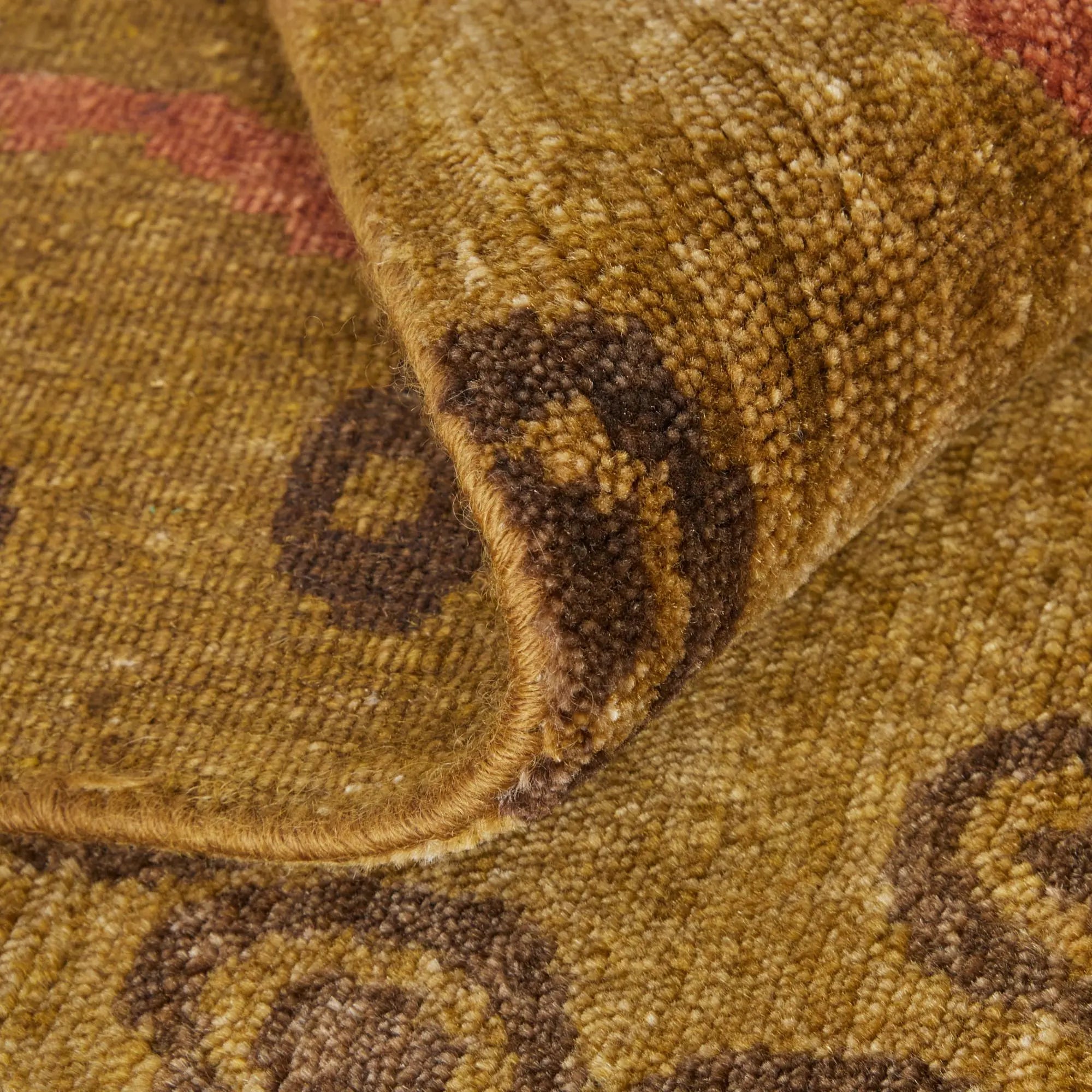8' X 10' Green Brown And Orange Wool Floral Hand Knotted Area Rug Homeroots Home Decor