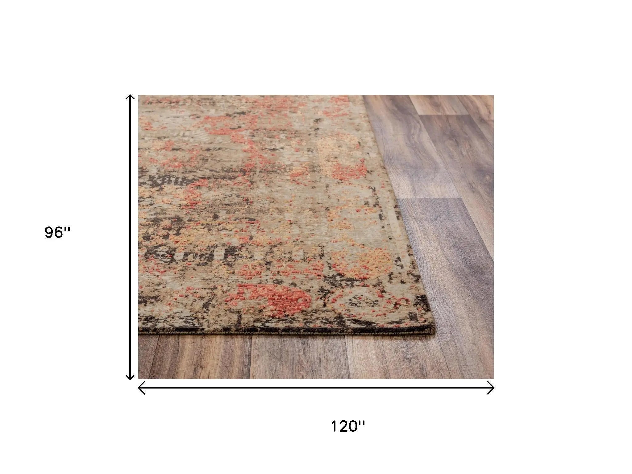 8' X 10' Green Copper And Beige New Zealand Lambs Wool Abstract Hand Carved Handmade Area Rug Homeroots Home Decor