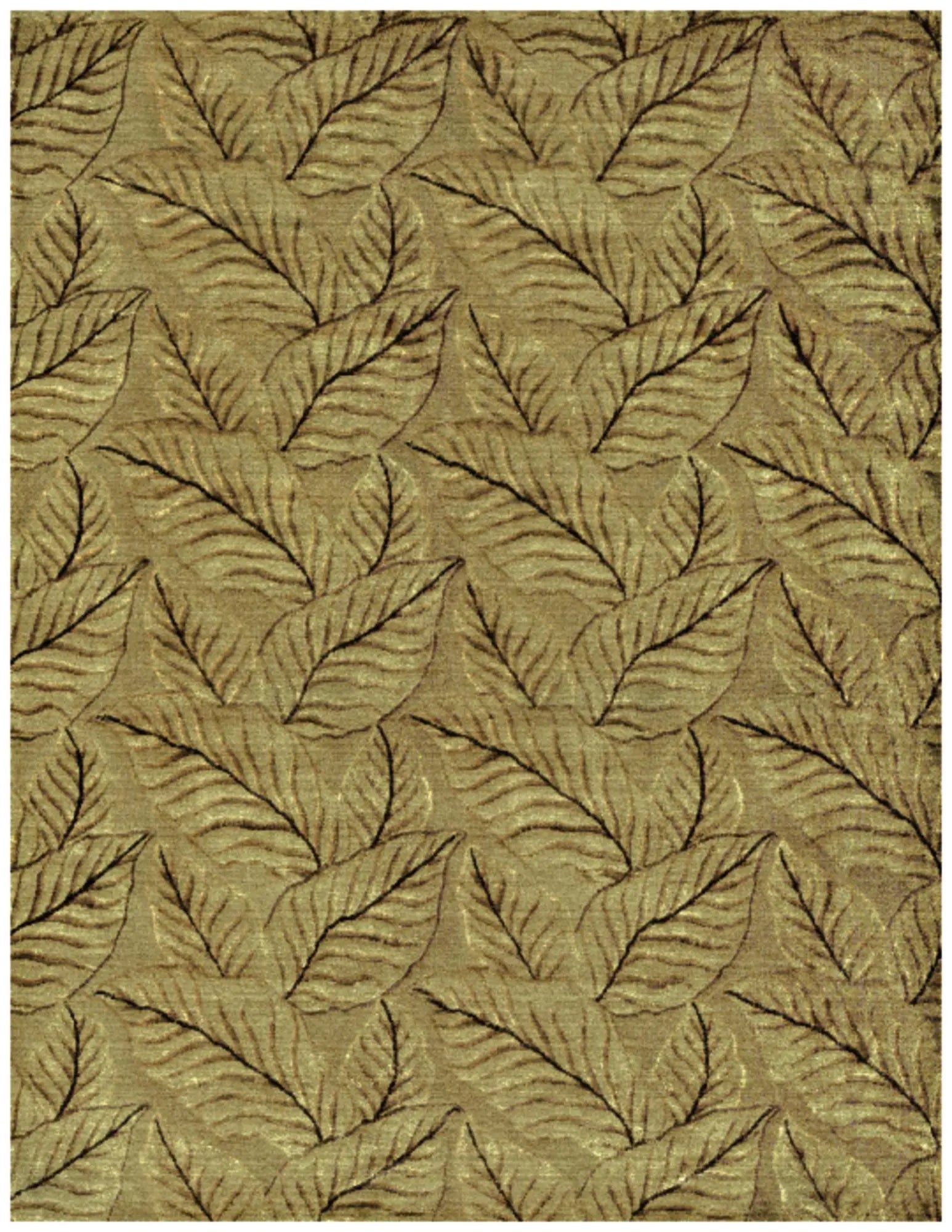 8' X 10' Green Tan And Black Floral Hand Knotted Area Rug Homeroots Home Decor