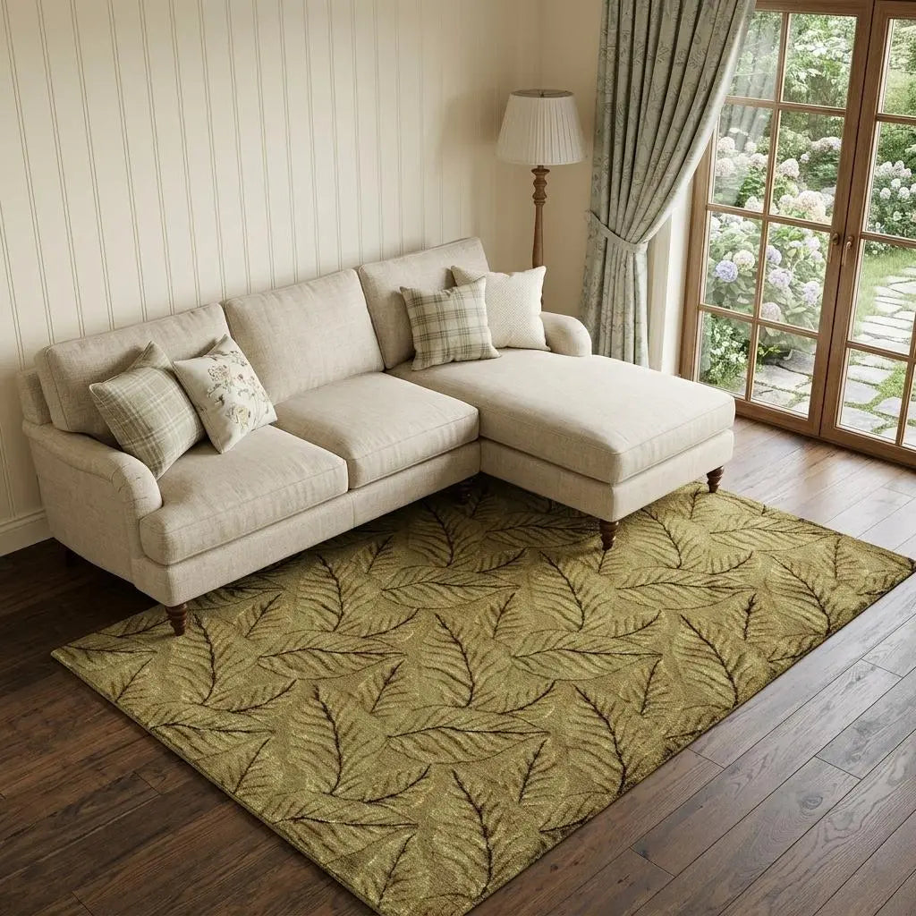 8' X 10' Green Tan And Black Floral Hand Knotted Area Rug Homeroots Home Decor