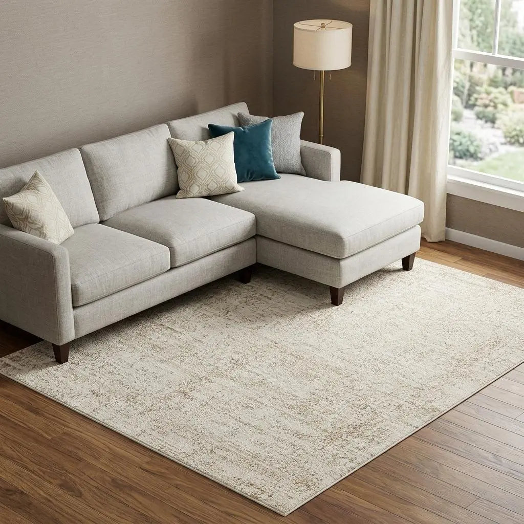 8' X 10' Ivory And Beige Abstract Area Rug Homeroots Home Decor