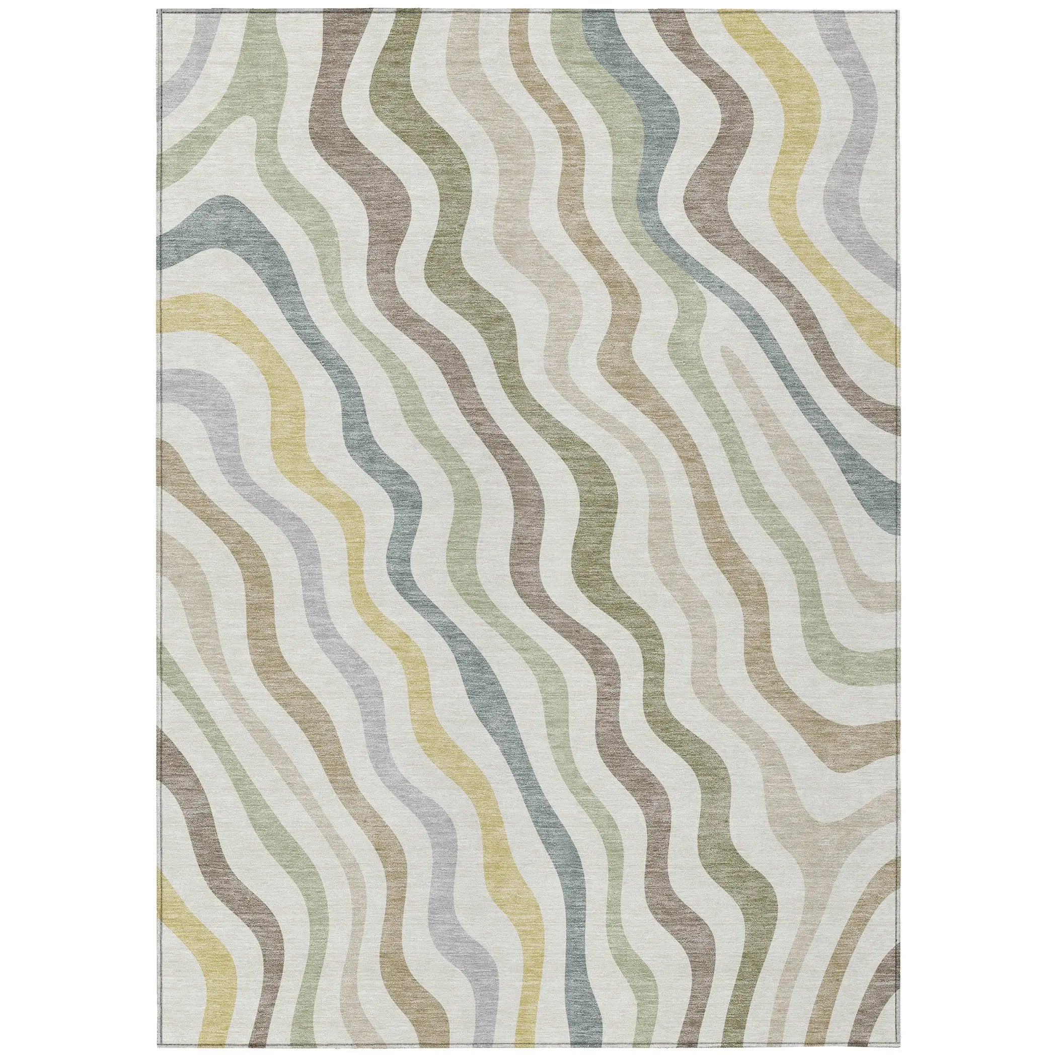 8' X 10' Ivory And Beige Abstract Washable Indoor Outdoor Area Rug Homeroots Outdoor