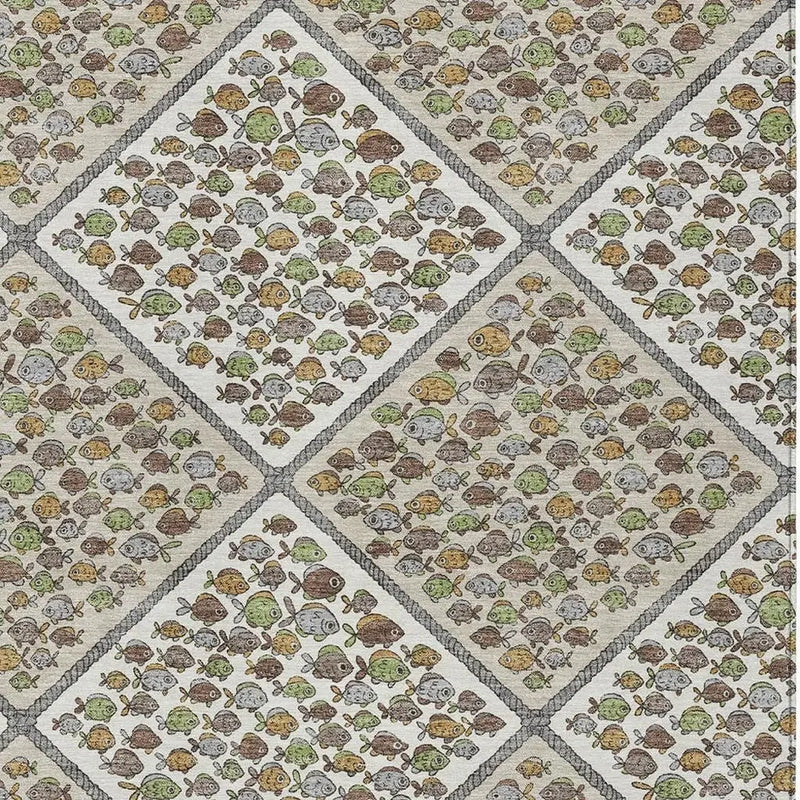 8' X 10' Ivory And Beige Abstract Washable Indoor Outdoor Area Rug Homeroots Outdoor