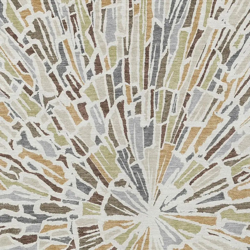 8' X 10' Ivory And Beige Abstract Washable Indoor Outdoor Area Rug Homeroots Outdoor