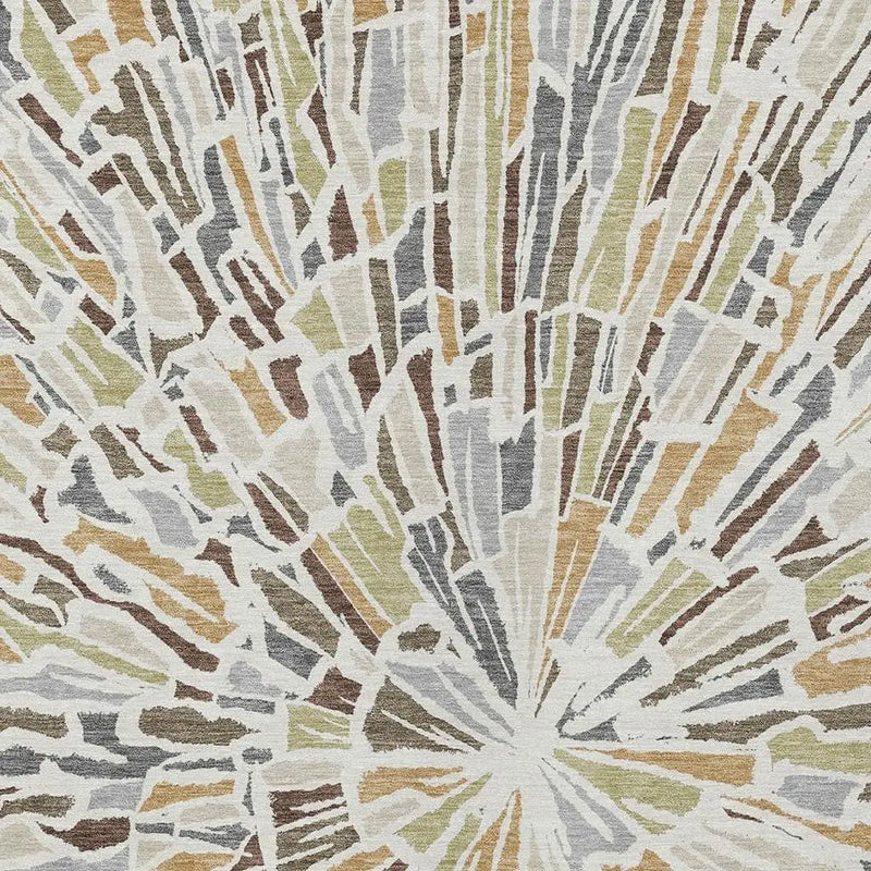 8' X 10' Ivory And Beige Abstract Washable Indoor Outdoor Area Rug Homeroots Outdoor
