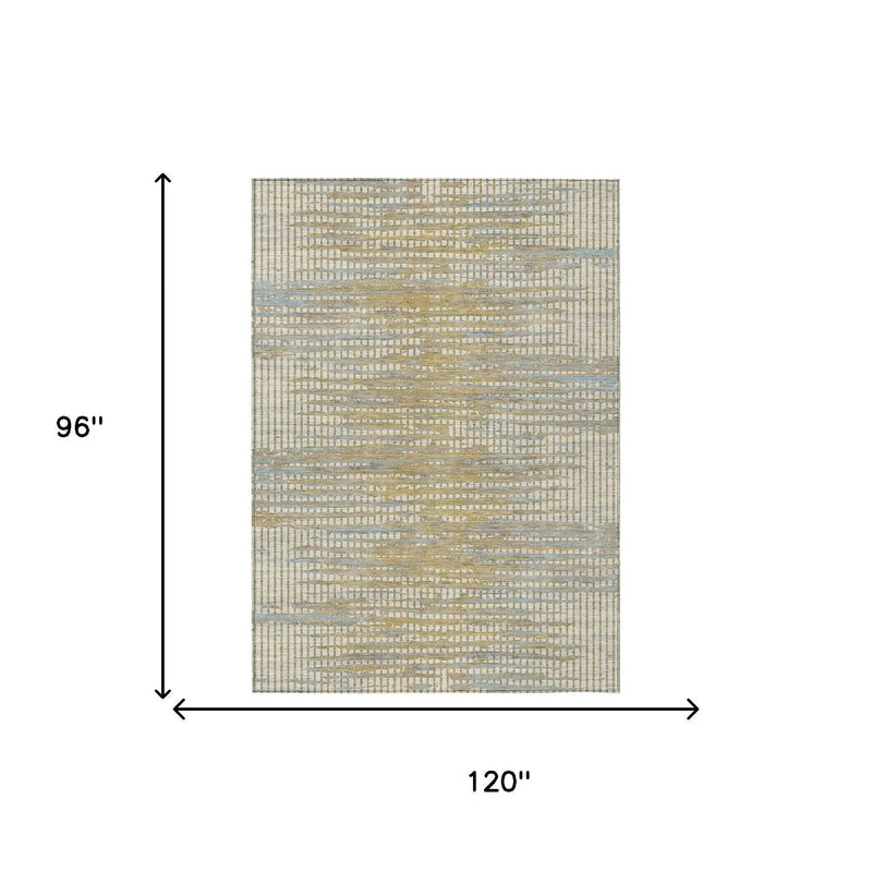 8' X 10' Ivory And Beige Abstract Washable Indoor Outdoor Area Rug Homeroots Outdoor