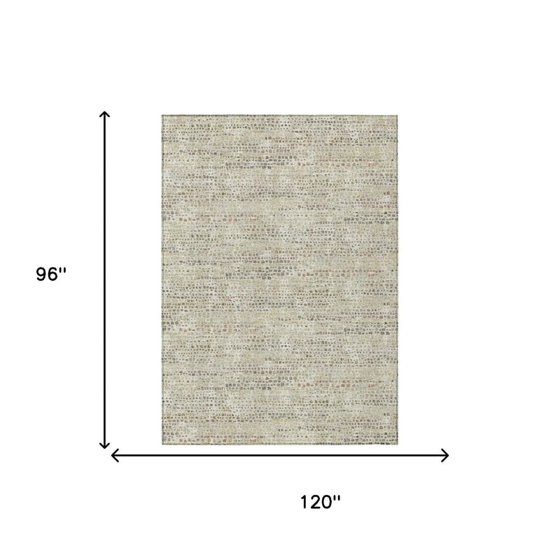 8' X 10' Ivory And Beige Abstract Washable Indoor Outdoor Area Rug Homeroots Outdoor