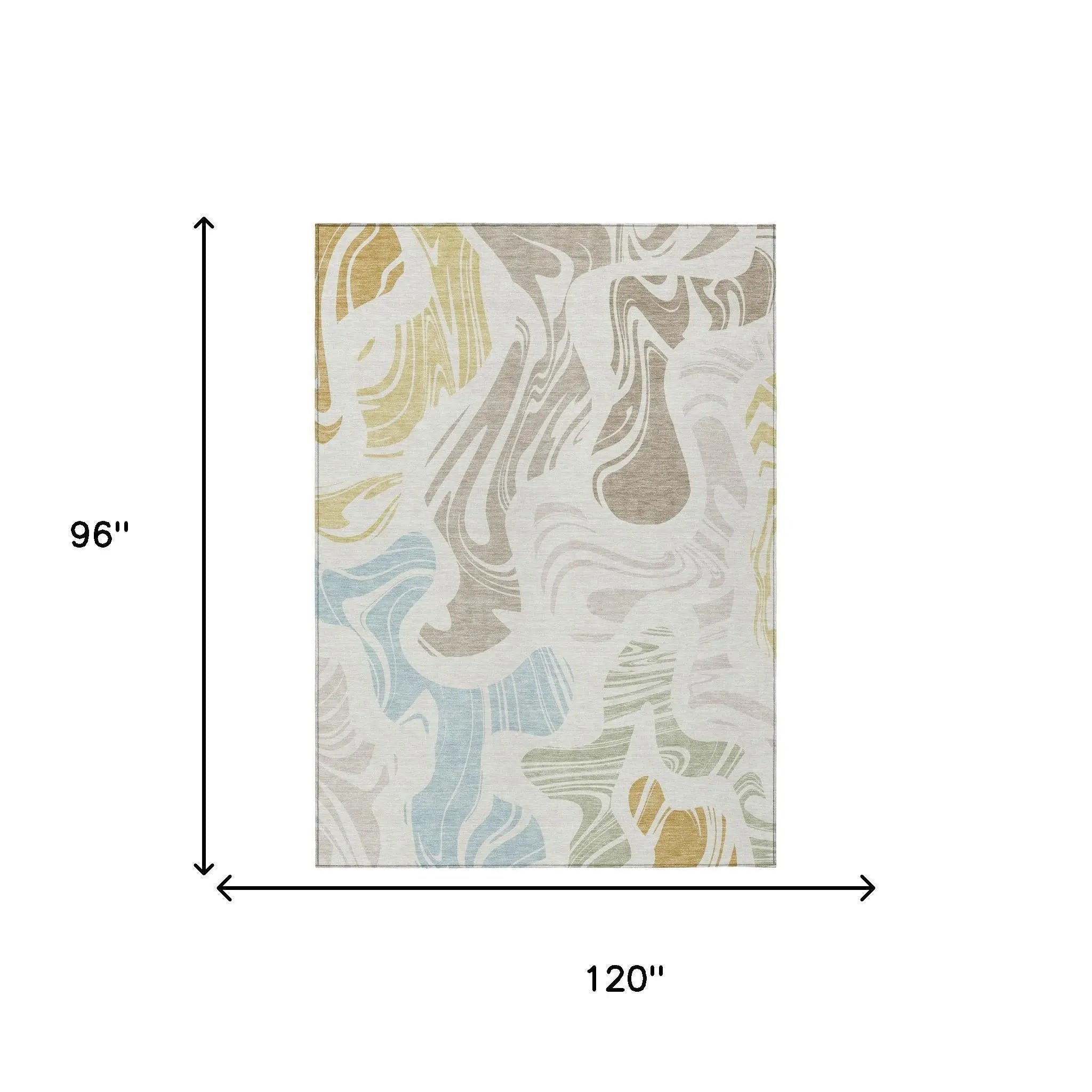 8' X 10' Ivory And Beige Abstract Washable Indoor Outdoor Area Rug Homeroots Outdoor