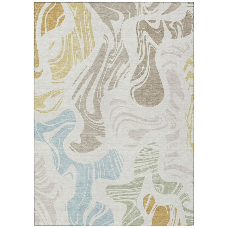 8' X 10' Ivory And Beige Abstract Washable Indoor Outdoor Area Rug Homeroots Outdoor