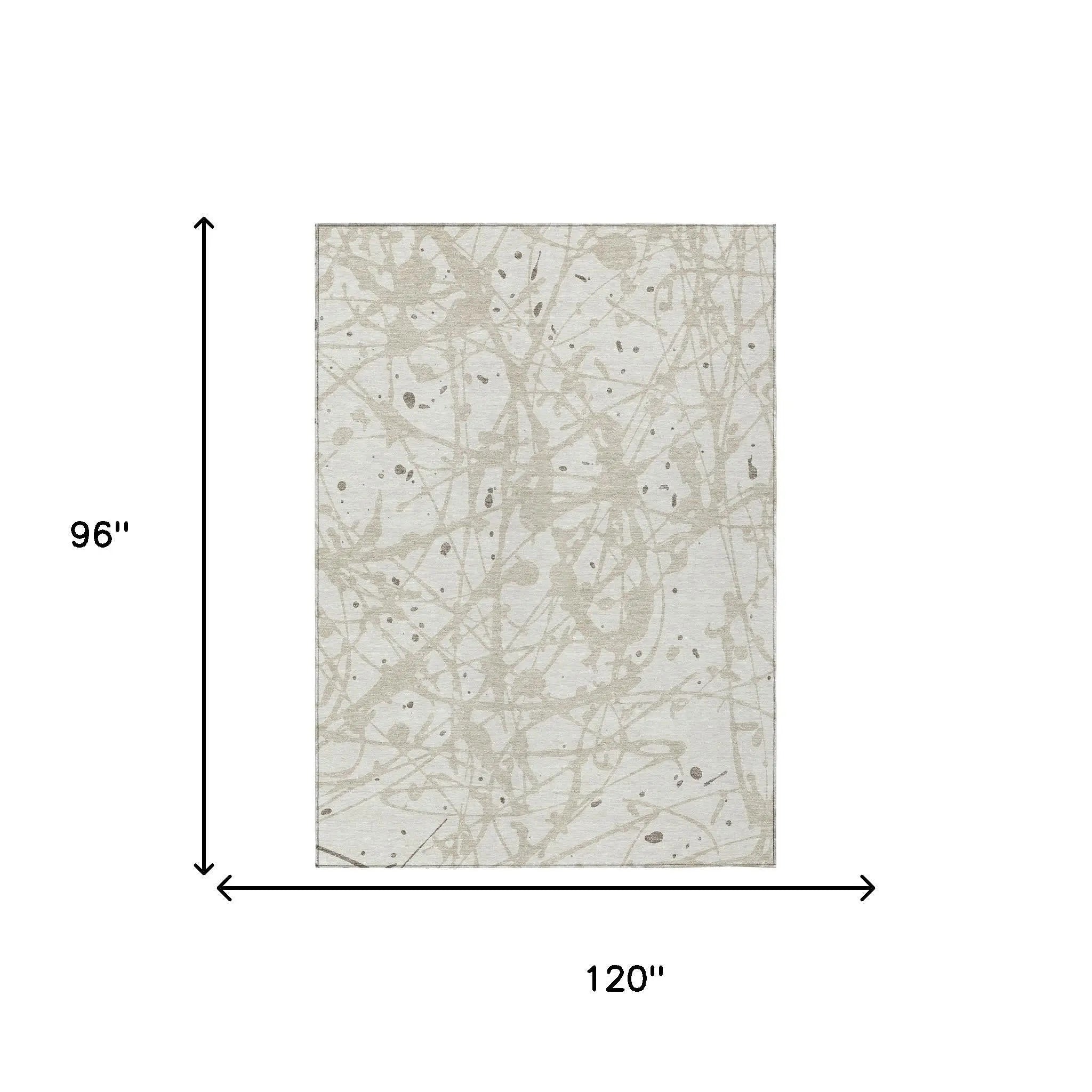 8' X 10' Ivory And Beige Abstract Washable Indoor Outdoor Area Rug Homeroots Outdoor