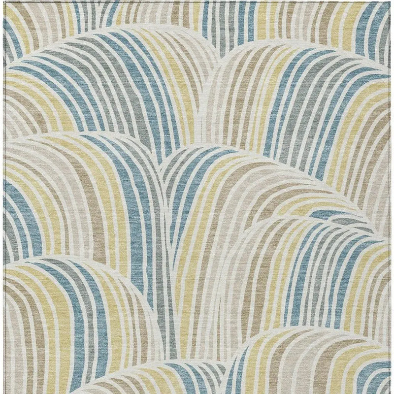 8' X 10' Ivory And Beige Abstract Washable Indoor Outdoor Area Rug Homeroots Outdoor