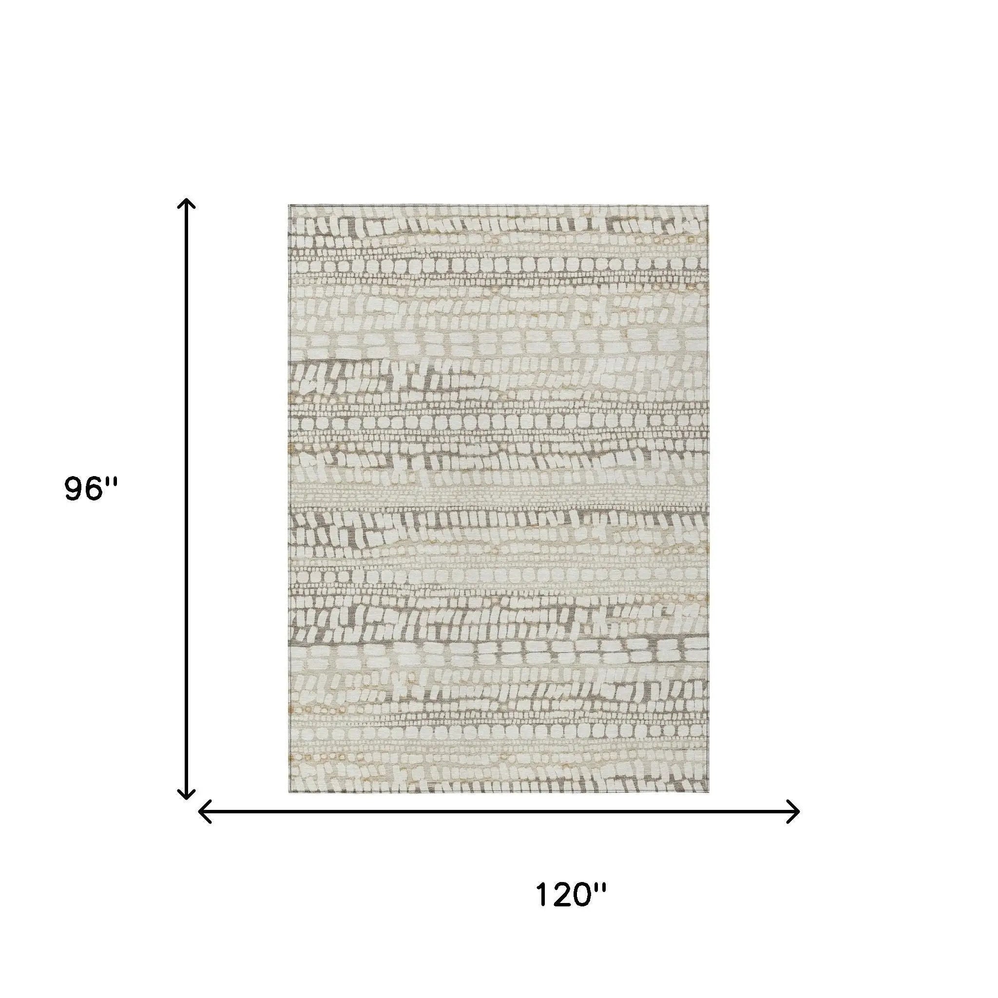 8' X 10' Ivory And Beige Abstract Washable Indoor Outdoor Area Rug Homeroots Outdoor