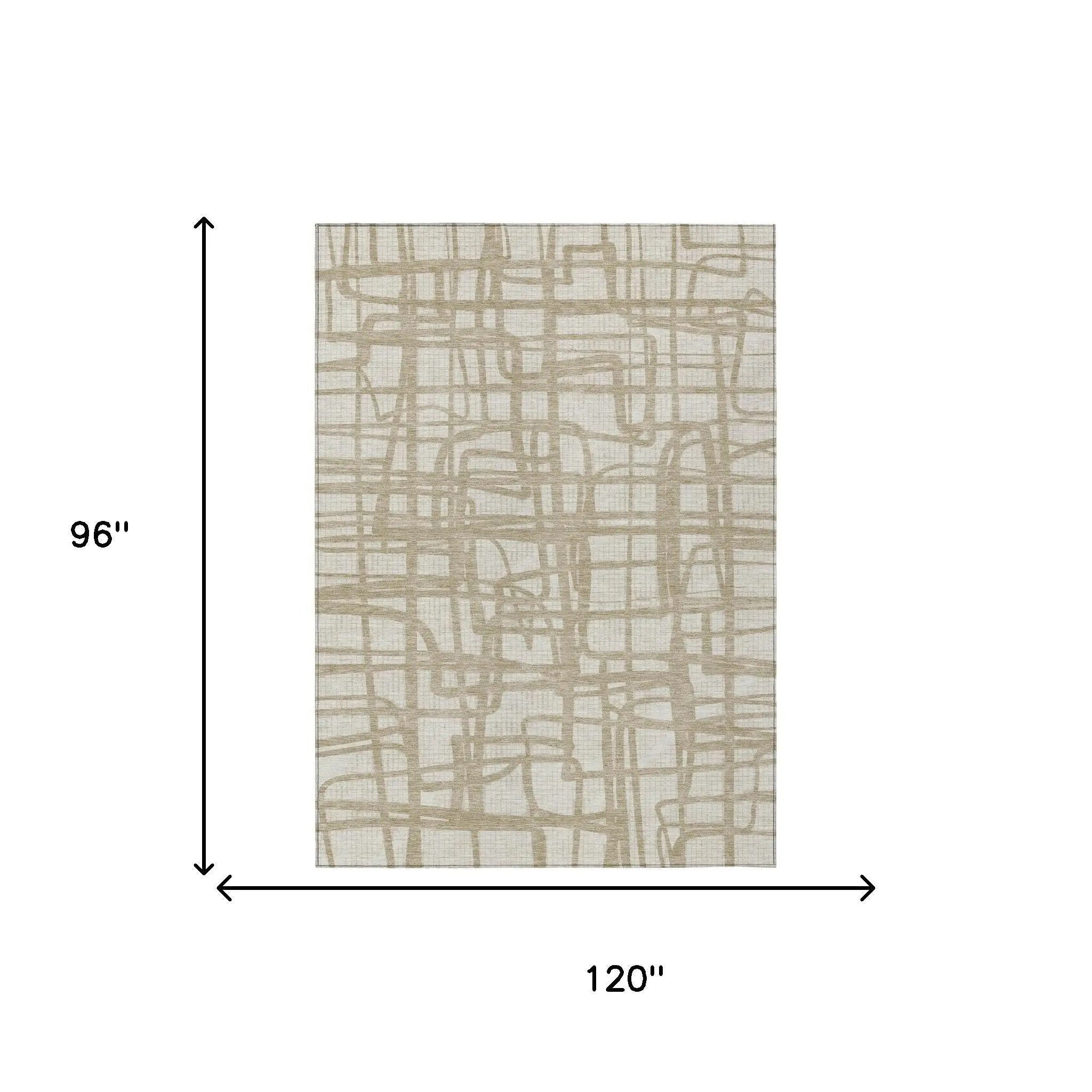 8' X 10' Ivory And Beige Abstract Washable Indoor Outdoor Area Rug Homeroots Outdoor