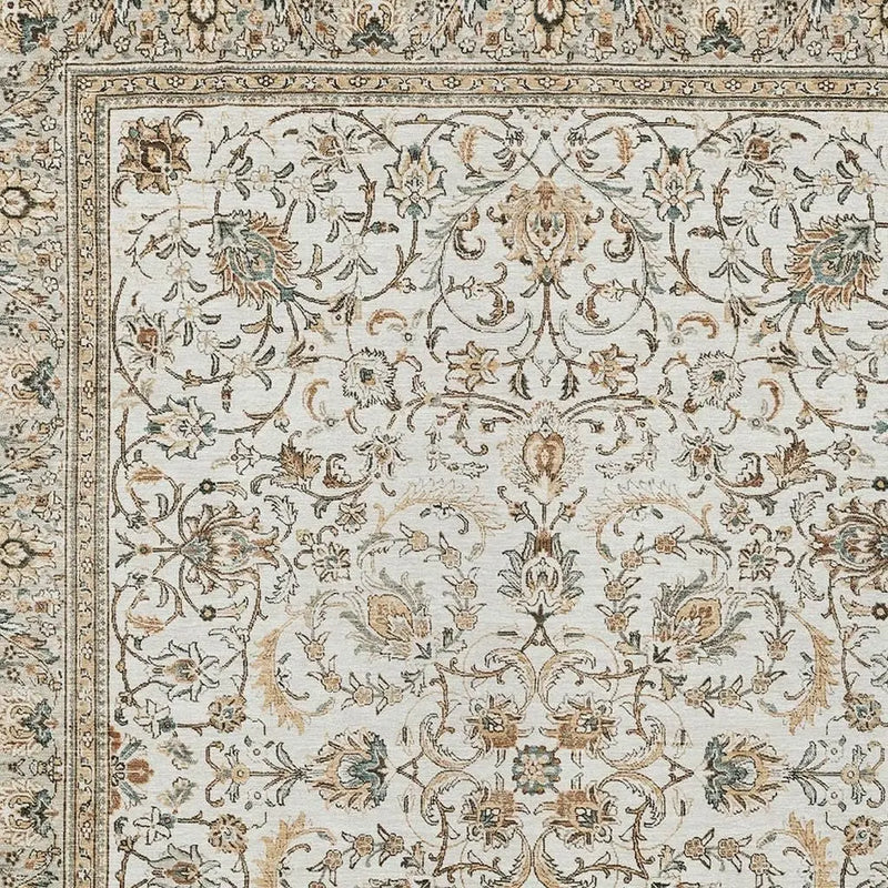 8' X 10' Ivory And Beige Botanical Leaves Washable Indoor Outdoor Area Rug Homeroots Outdoor