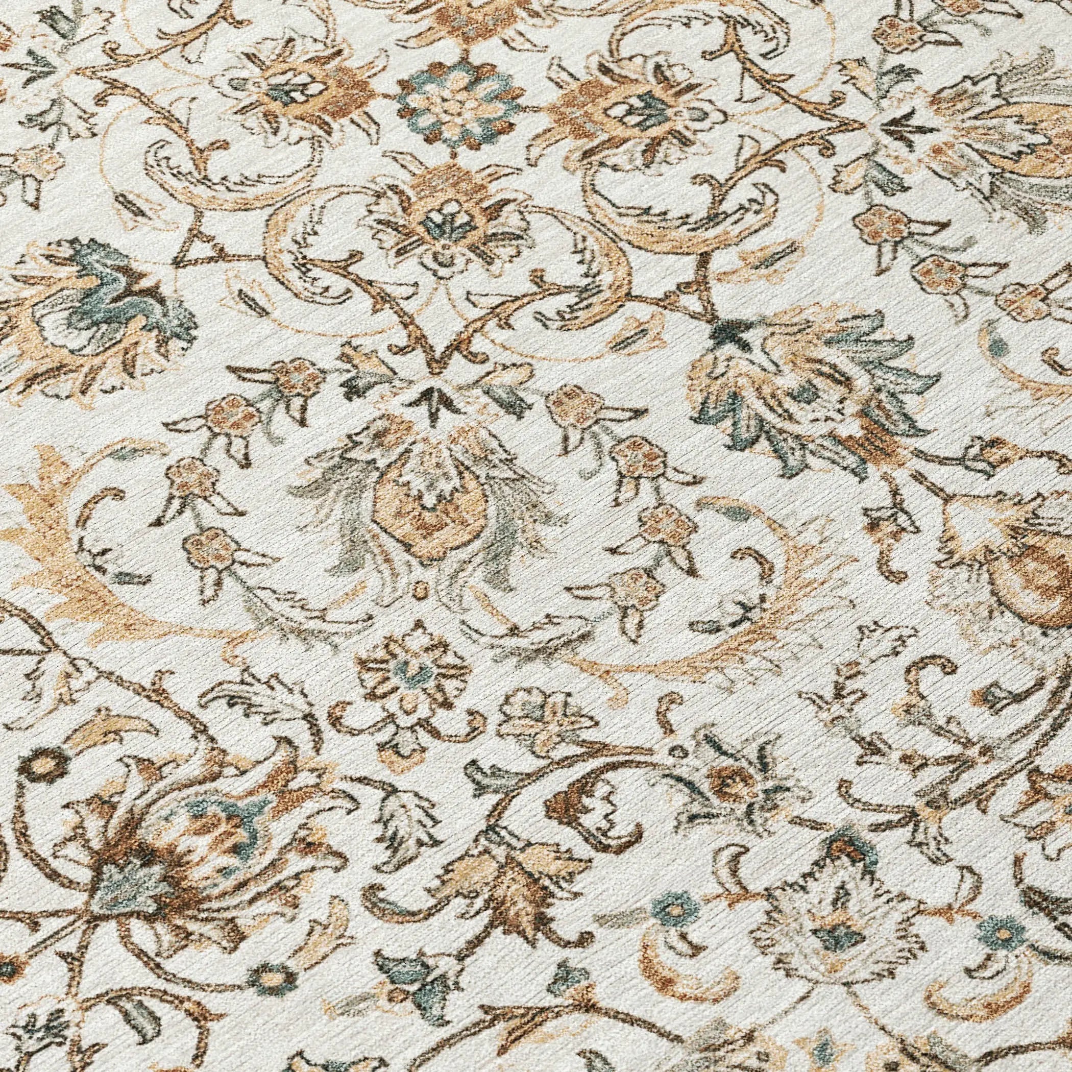 8' X 10' Ivory And Beige Botanical Leaves Washable Indoor Outdoor Area Rug Homeroots Outdoor
