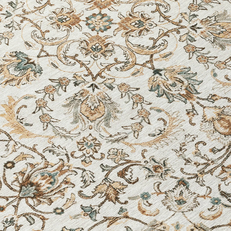 8' X 10' Ivory And Beige Botanical Leaves Washable Indoor Outdoor Area Rug Homeroots Outdoor