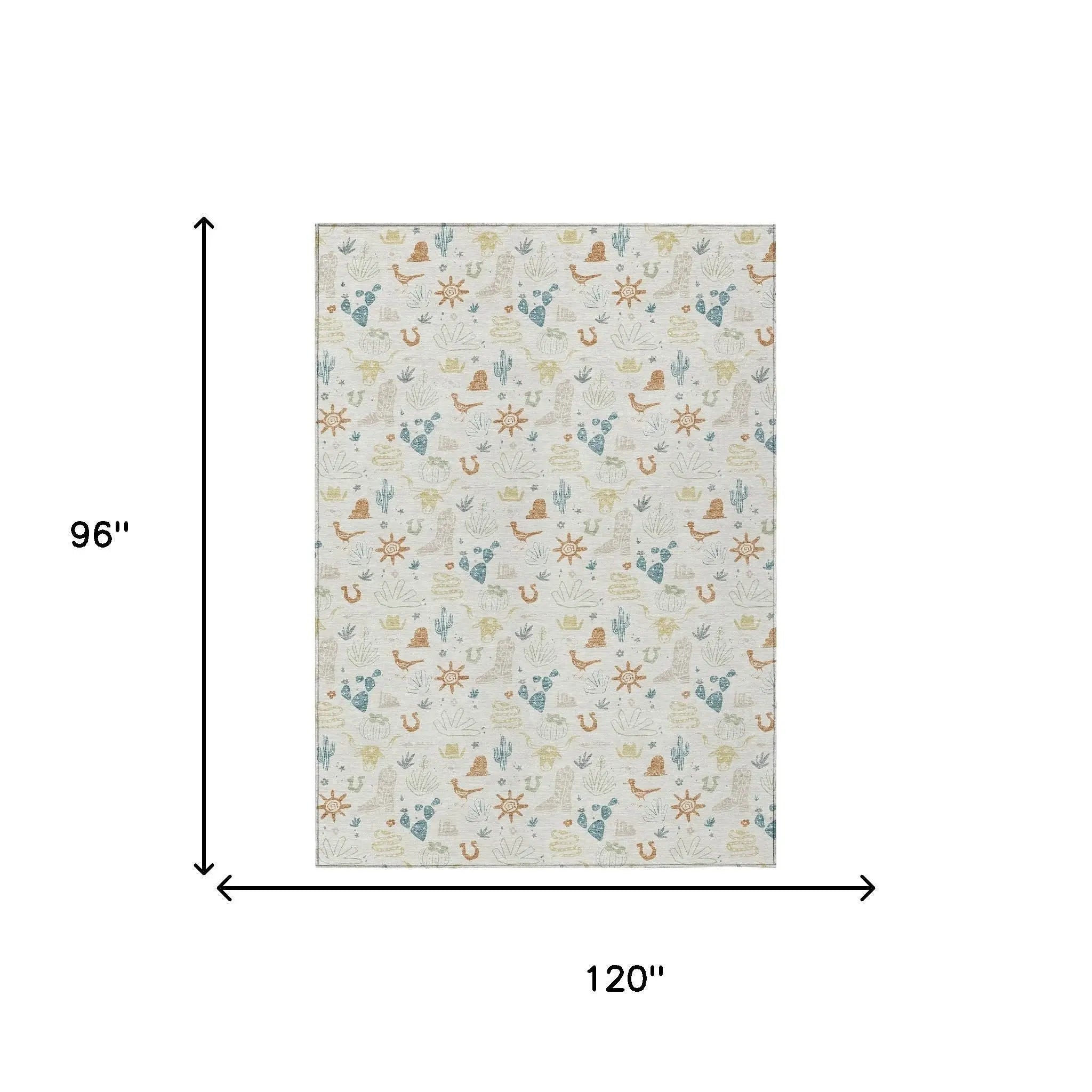 8' X 10' Ivory And Beige Cactus Washable Indoor Outdoor Area Rug Homeroots Outdoor