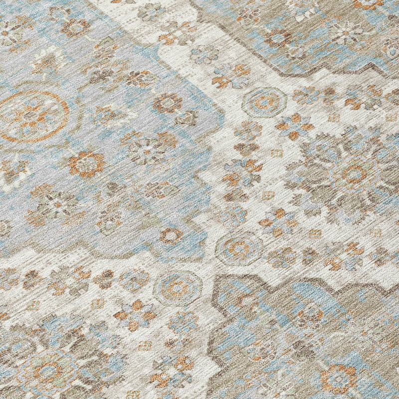 8' X 10' Ivory And Beige Damask Washable Indoor Outdoor Area Rug Homeroots Outdoor