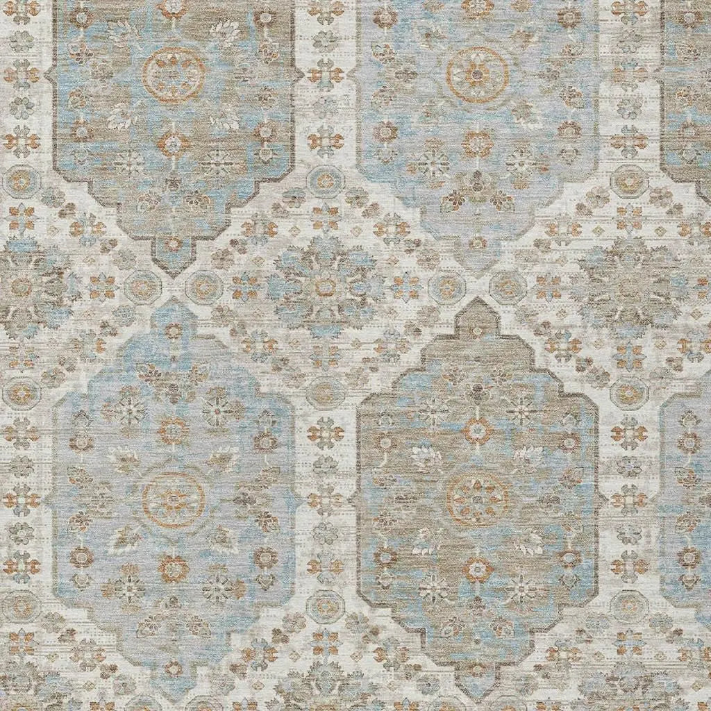 8' X 10' Ivory And Beige Damask Washable Indoor Outdoor Area Rug Homeroots Outdoor
