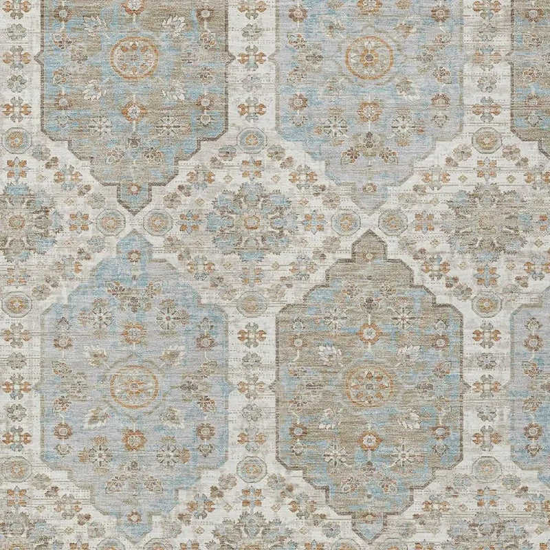 8' X 10' Ivory And Beige Damask Washable Indoor Outdoor Area Rug Homeroots Outdoor