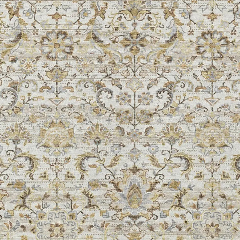 8' X 10' Ivory And Beige Floral Medallion Washable Indoor Outdoor Area Rug Homeroots Outdoor