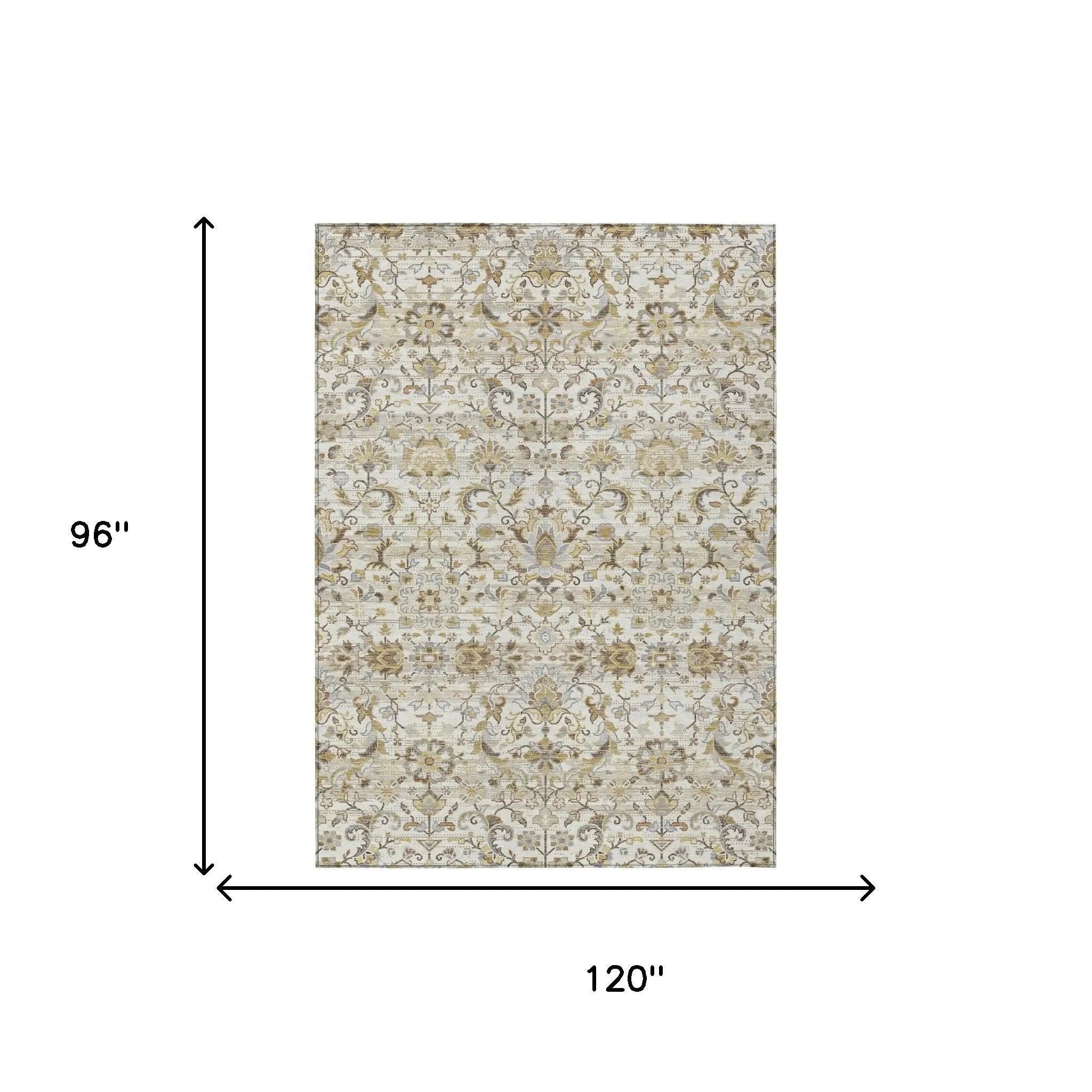 8' X 10' Ivory And Beige Floral Medallion Washable Indoor Outdoor Area Rug Homeroots Outdoor