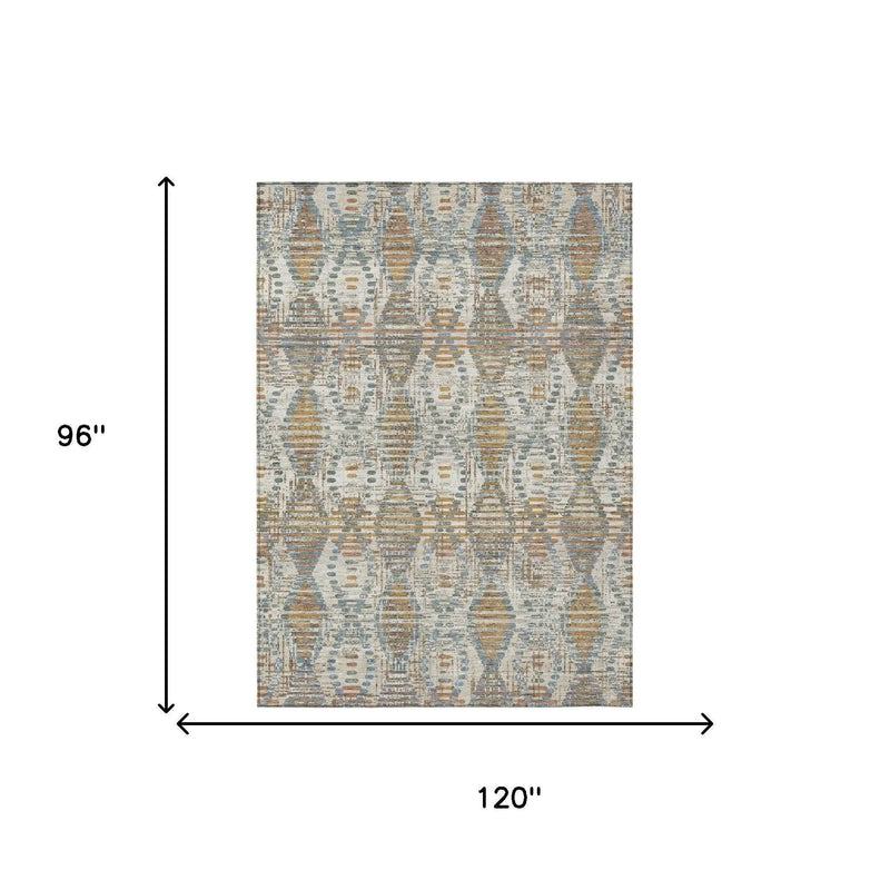 8' X 10' Ivory And Beige Floral Medallion Washable Indoor Outdoor Area Rug Homeroots Outdoor
