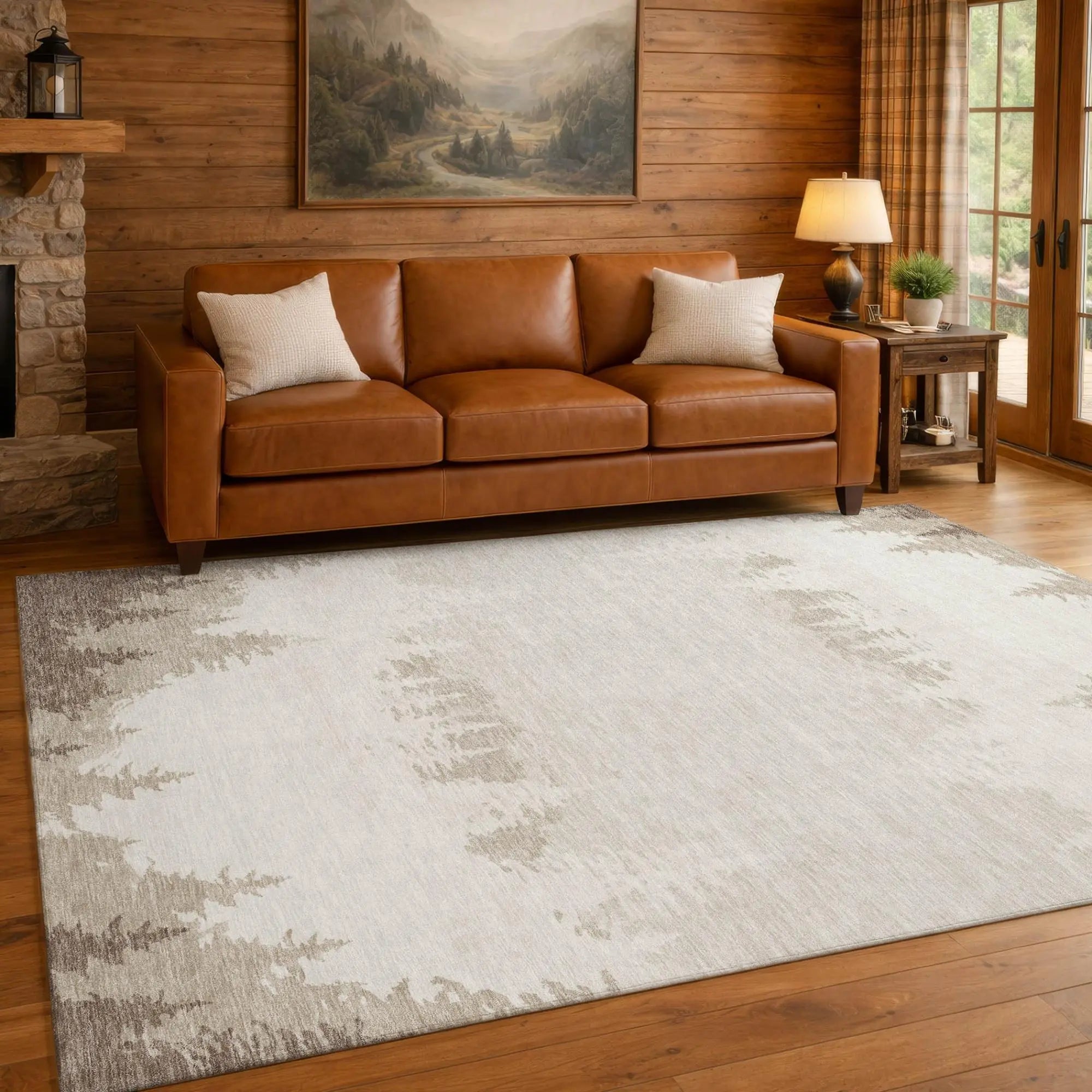 8' X 10' Ivory And Beige Floral Washable Indoor Outdoor Area Rug Homeroots Outdoor
