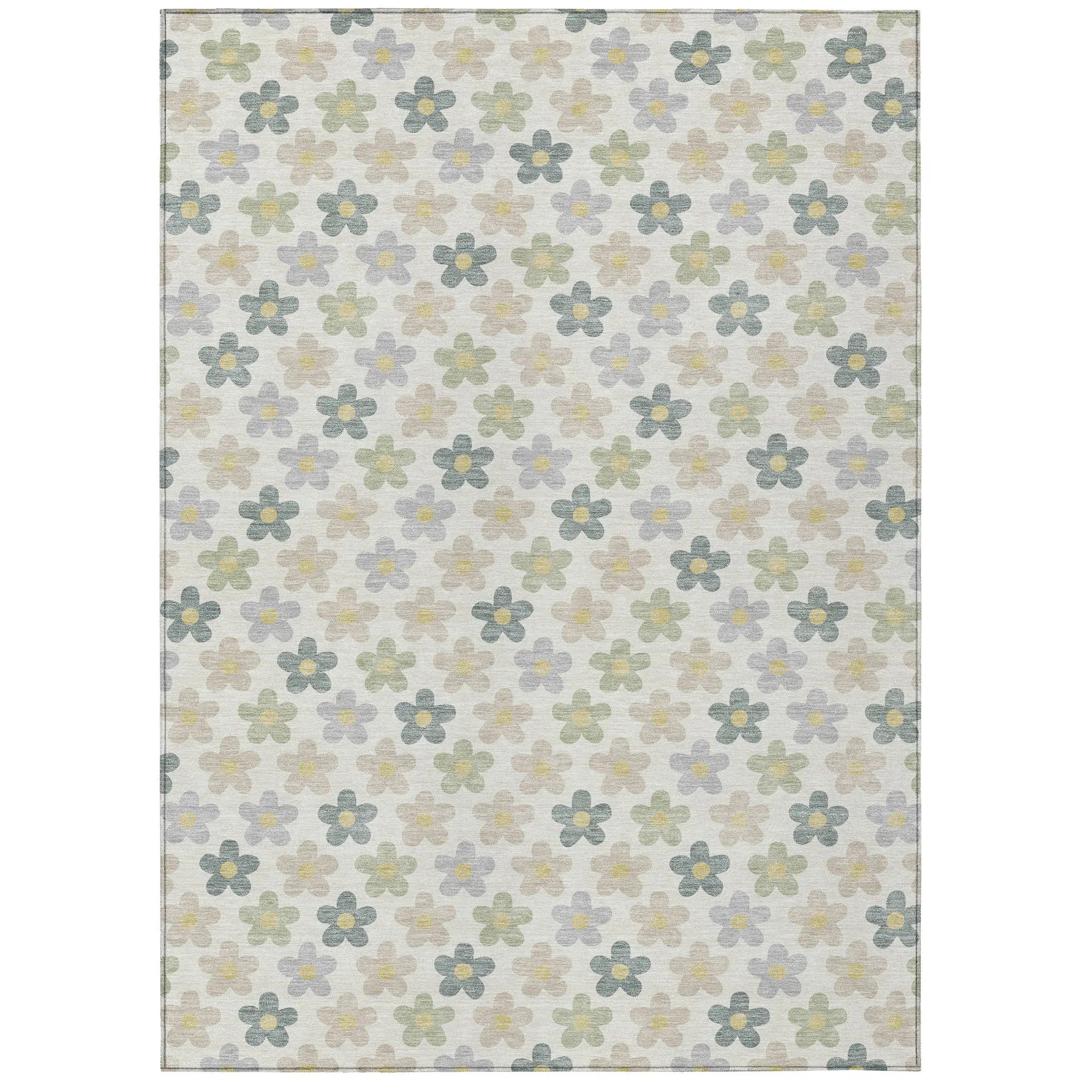 8' X 10' Ivory And Beige Floral Washable Indoor Outdoor Area Rug Homeroots Outdoor