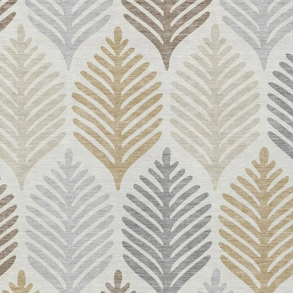 8' X 10' Ivory And Beige Floral Washable Indoor Outdoor Area Rug Homeroots Outdoor