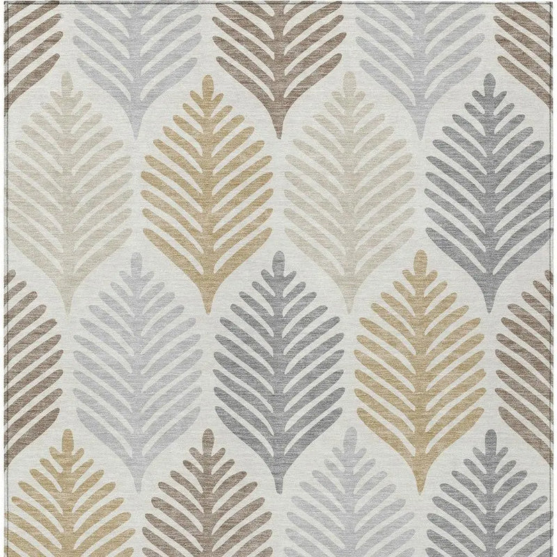 8' X 10' Ivory And Beige Floral Washable Indoor Outdoor Area Rug Homeroots Outdoor