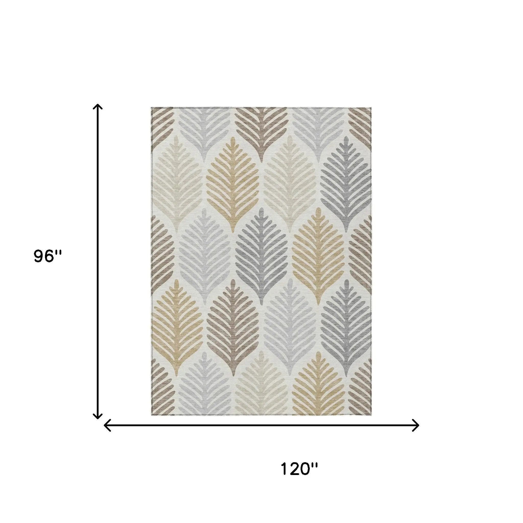 8' X 10' Ivory And Beige Floral Washable Indoor Outdoor Area Rug Homeroots Outdoor