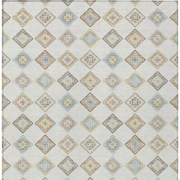 8' X 10' Ivory And Beige Geometric Washable Indoor Outdoor Area Rug Homeroots Outdoor