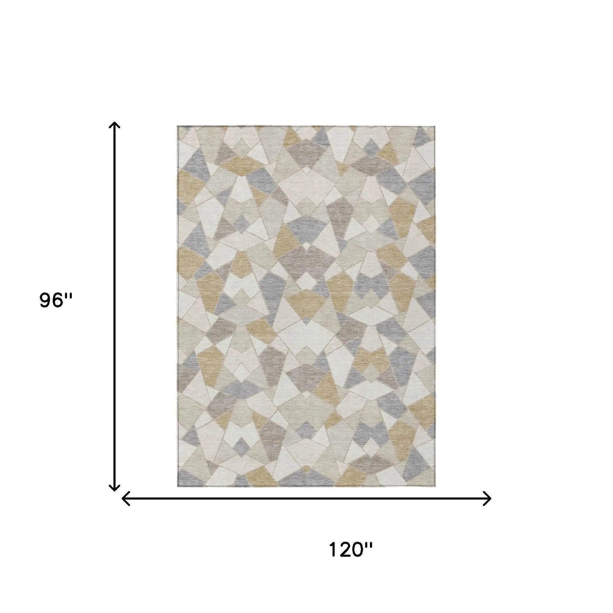 8' X 10' Ivory And Beige Geometric Washable Indoor Outdoor Area Rug Homeroots Outdoor