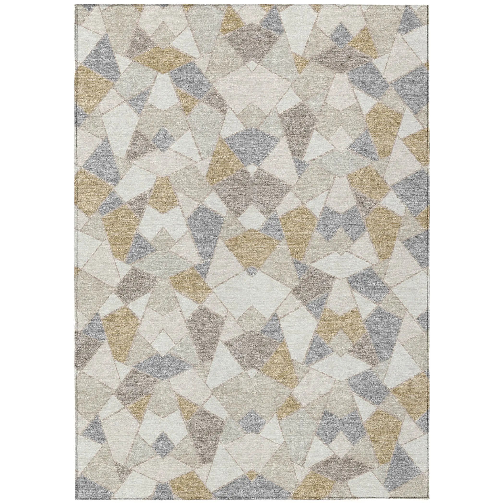 8' X 10' Ivory And Beige Geometric Washable Indoor Outdoor Area Rug Homeroots Outdoor