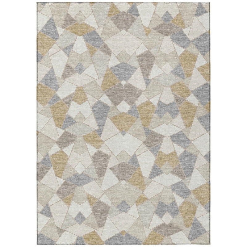 8' X 10' Ivory And Beige Geometric Washable Indoor Outdoor Area Rug Homeroots Outdoor