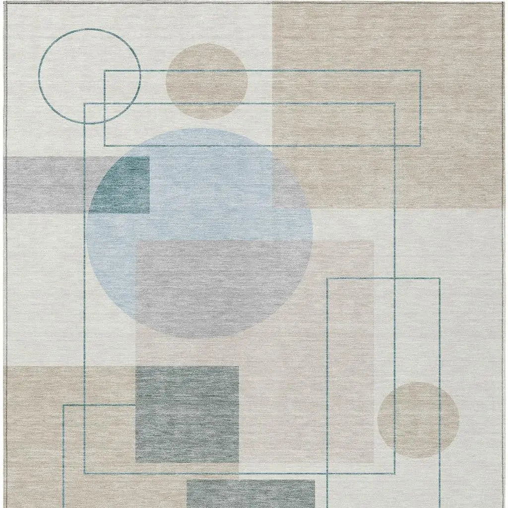 8' X 10' Ivory And Beige Geometric Washable Indoor Outdoor Area Rug Homeroots Outdoor
