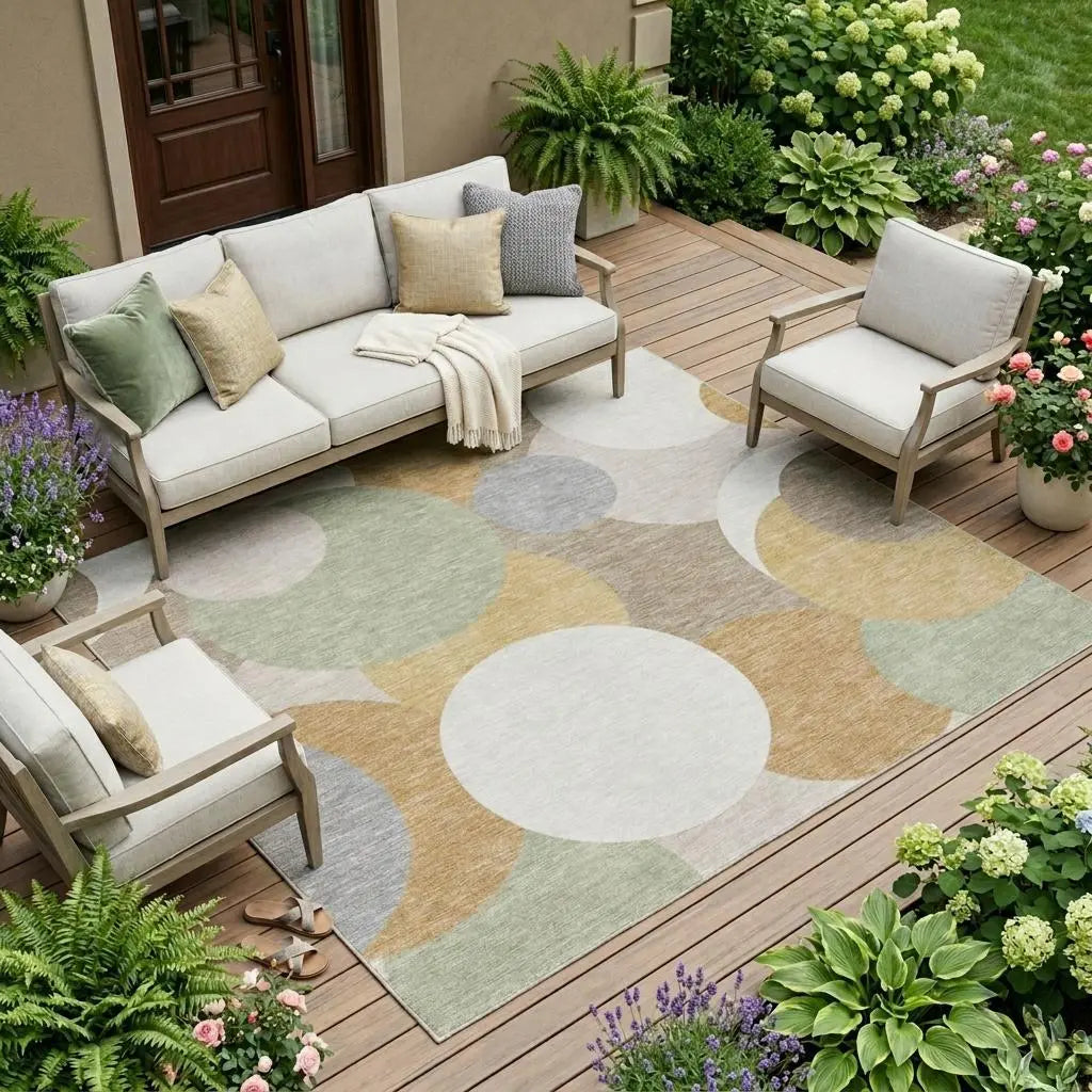 8' X 10' Ivory And Beige Geometric Washable Indoor Outdoor Area Rug Homeroots Outdoor