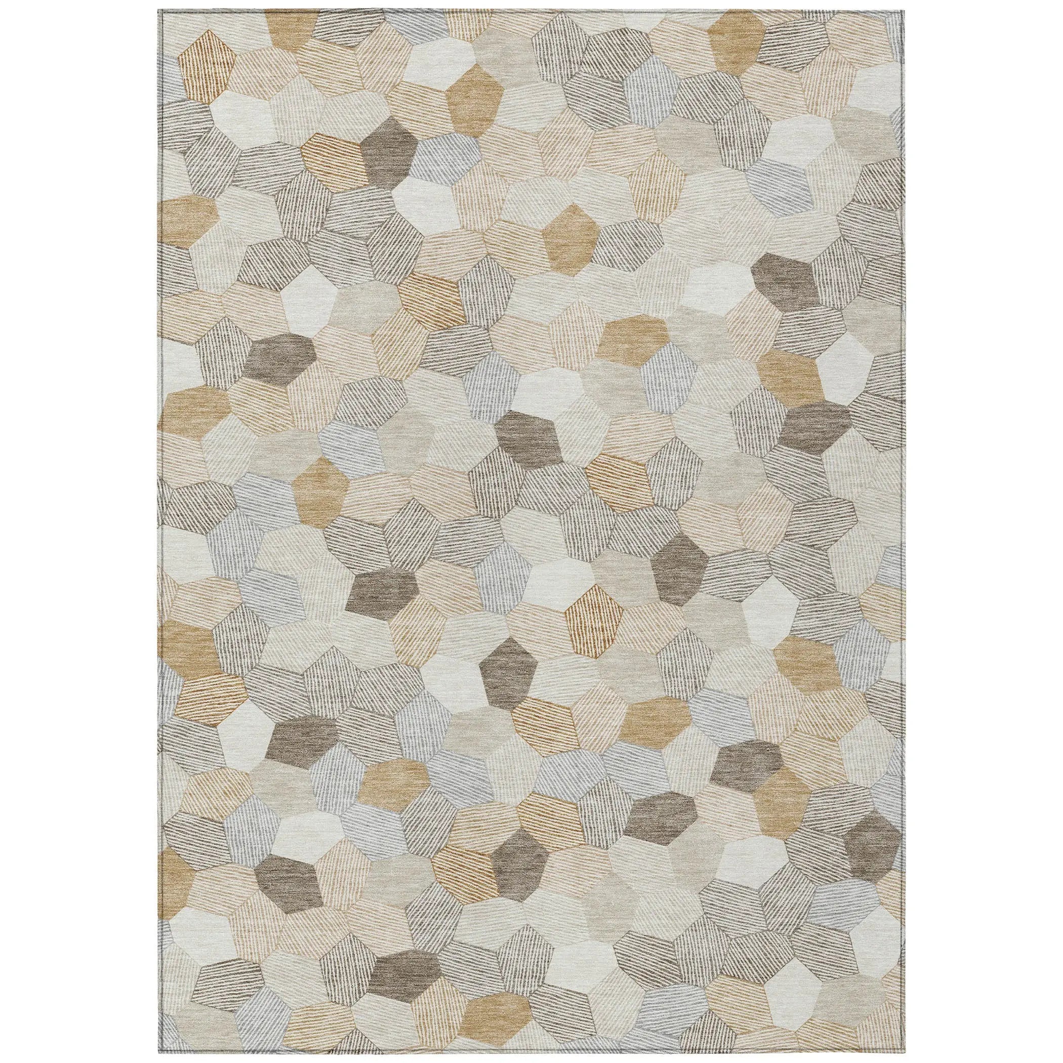 8' X 10' Ivory And Beige Geometric Washable Indoor Outdoor Area Rug Homeroots Outdoor