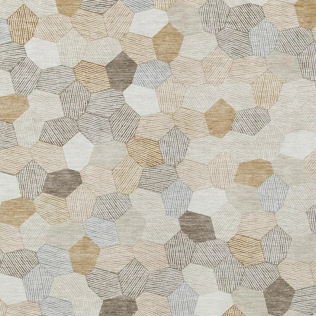 8' X 10' Ivory And Beige Geometric Washable Indoor Outdoor Area Rug Homeroots Outdoor