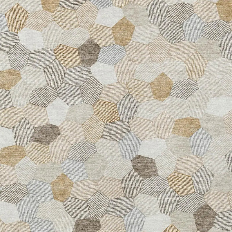 8' X 10' Ivory And Beige Geometric Washable Indoor Outdoor Area Rug Homeroots Outdoor