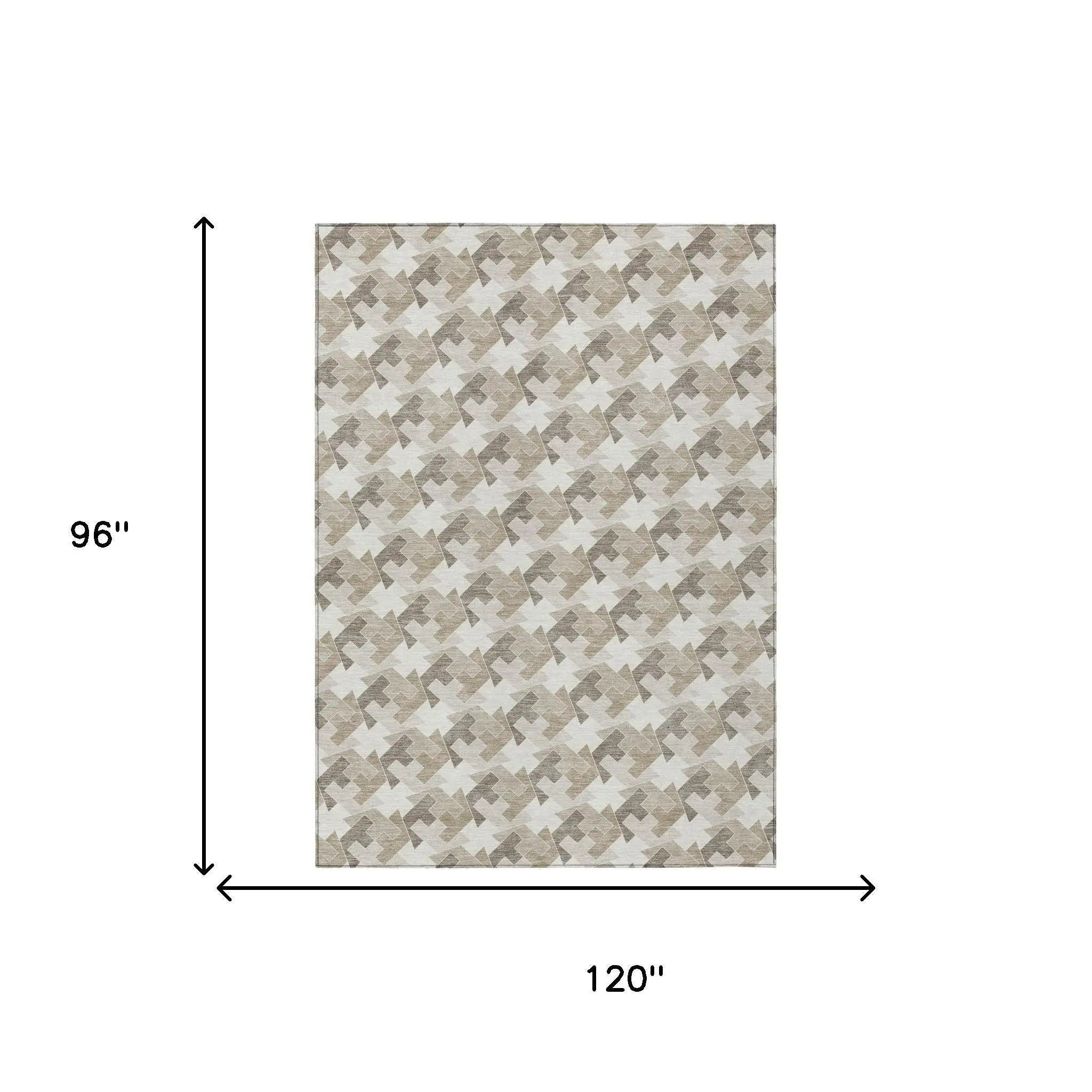 8' X 10' Ivory And Beige Geometric Washable Indoor Outdoor Area Rug Homeroots Outdoor