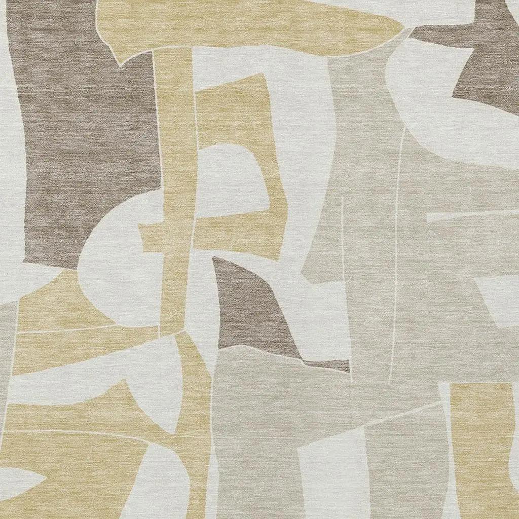 8' X 10' Ivory And Beige Geometric Washable Indoor Outdoor Area Rug Homeroots Outdoor